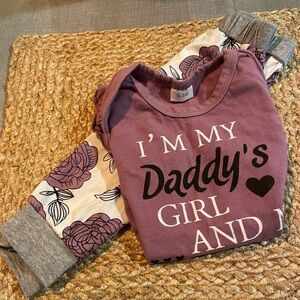 “Daddy’s Girl Mommy’s World” short sleeve onesie and matching pants